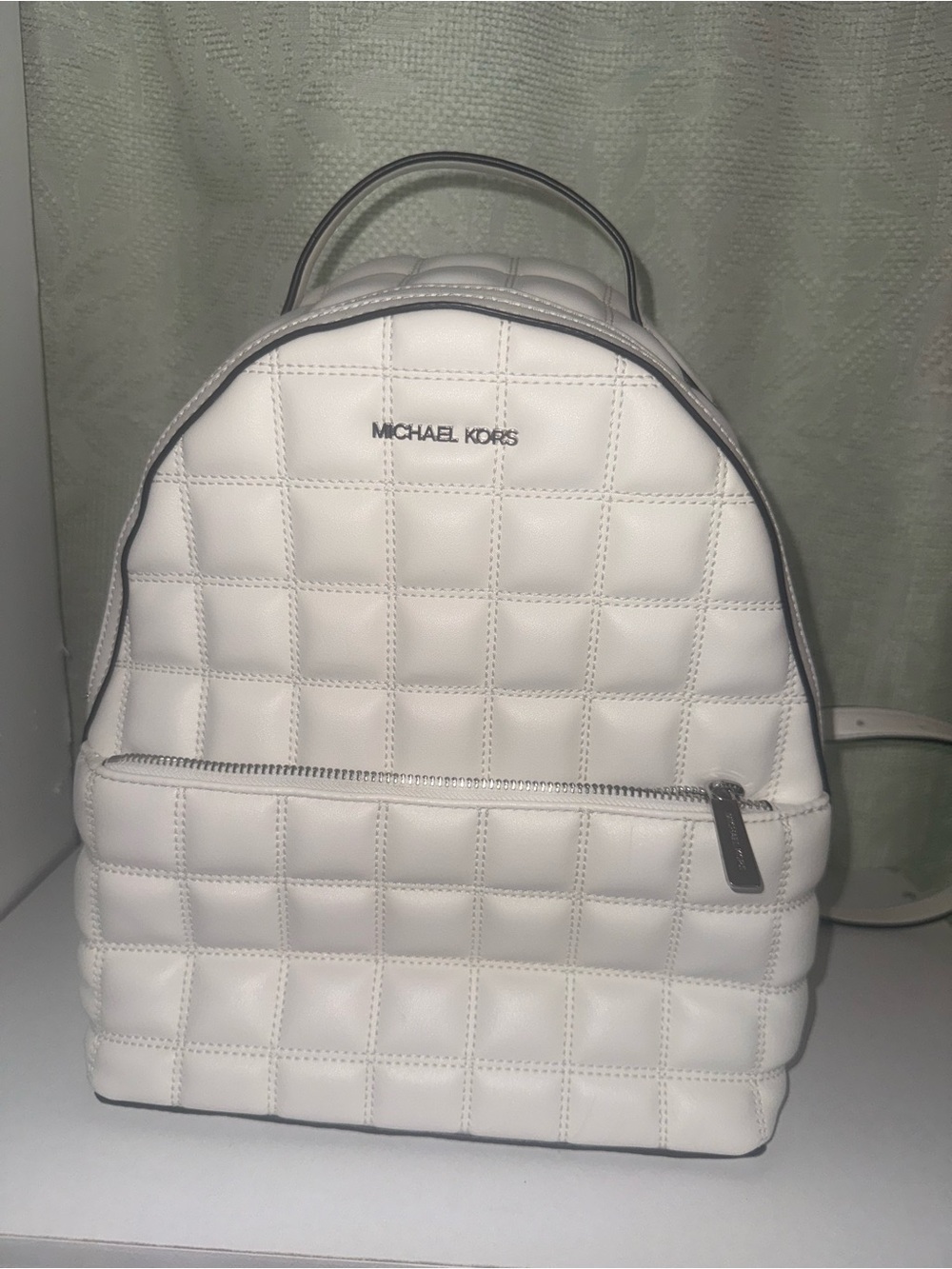 Michael Kors White Leather Mini Backpack with Light Pink Lining